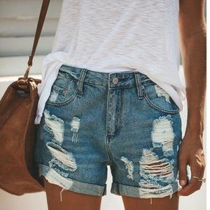 Distressed Jeans Denim cutoff ripped Shorts